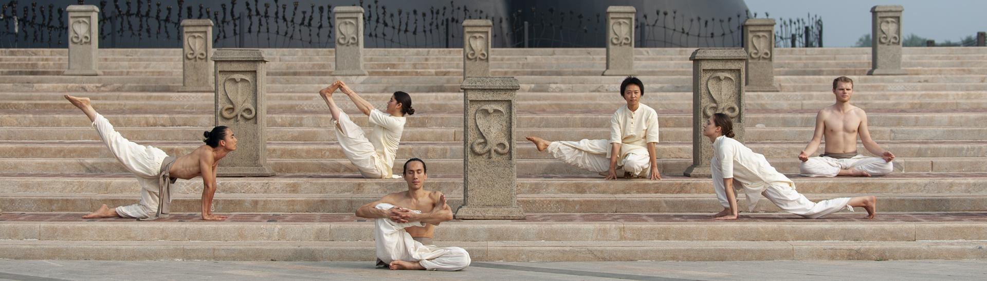 CHYTA teachers practicing classical Hatha Yoga postures together